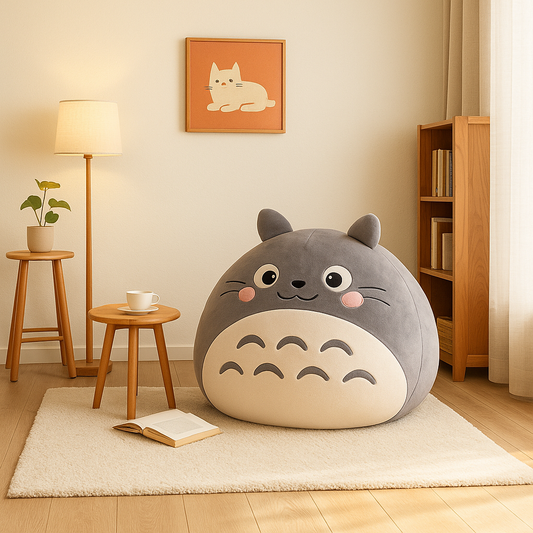 Pouf rond & grand – Siège moelleux motif Totoro / Garfield / Doraemon