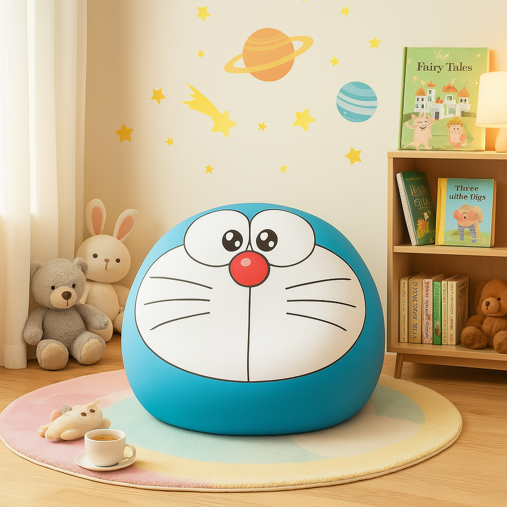 Pouf rond & grand – Siège moelleux motif Totoro / Garfield / Doraemon