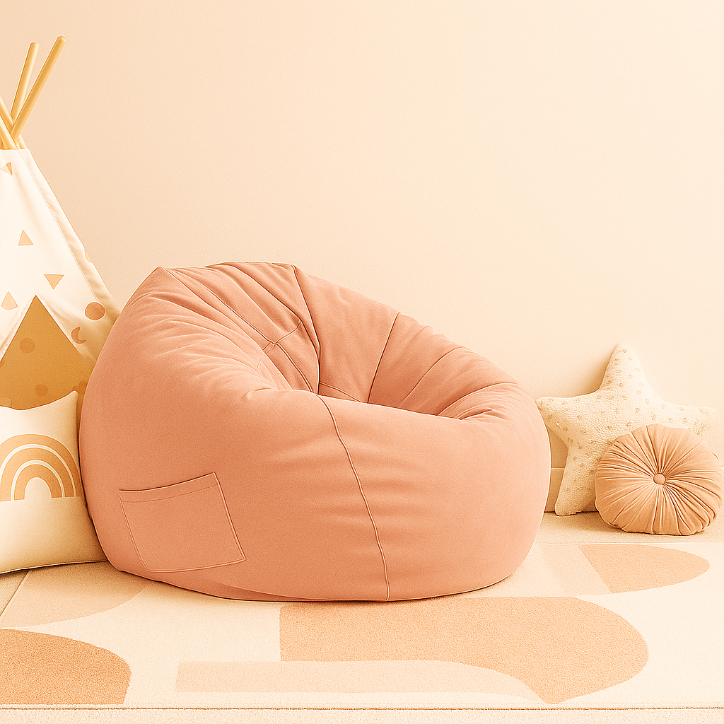 Fauteuil Poire en velours avec pouf – Confort modulable & Design cosy