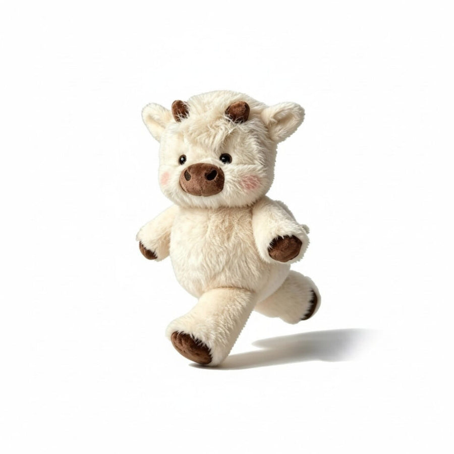 Peluche Vache Interactive qui Court Sans Pile Beige Crème