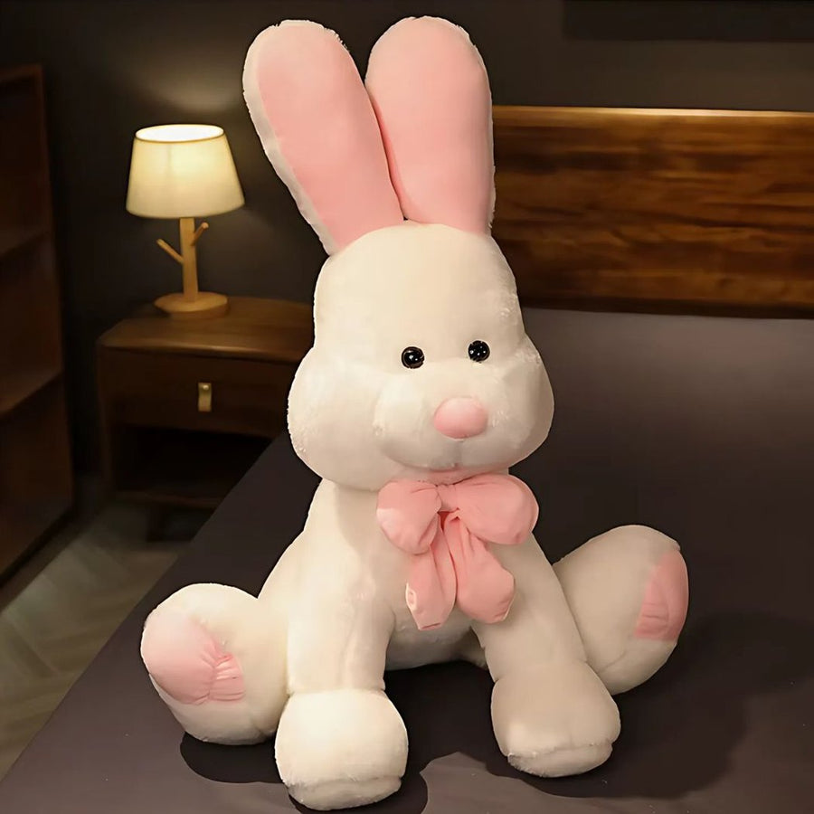 Peluche lapin blanc géant assis