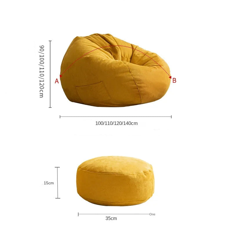 Fauteuil Poire en velours avec pouf – Confort modulable & Design cosy