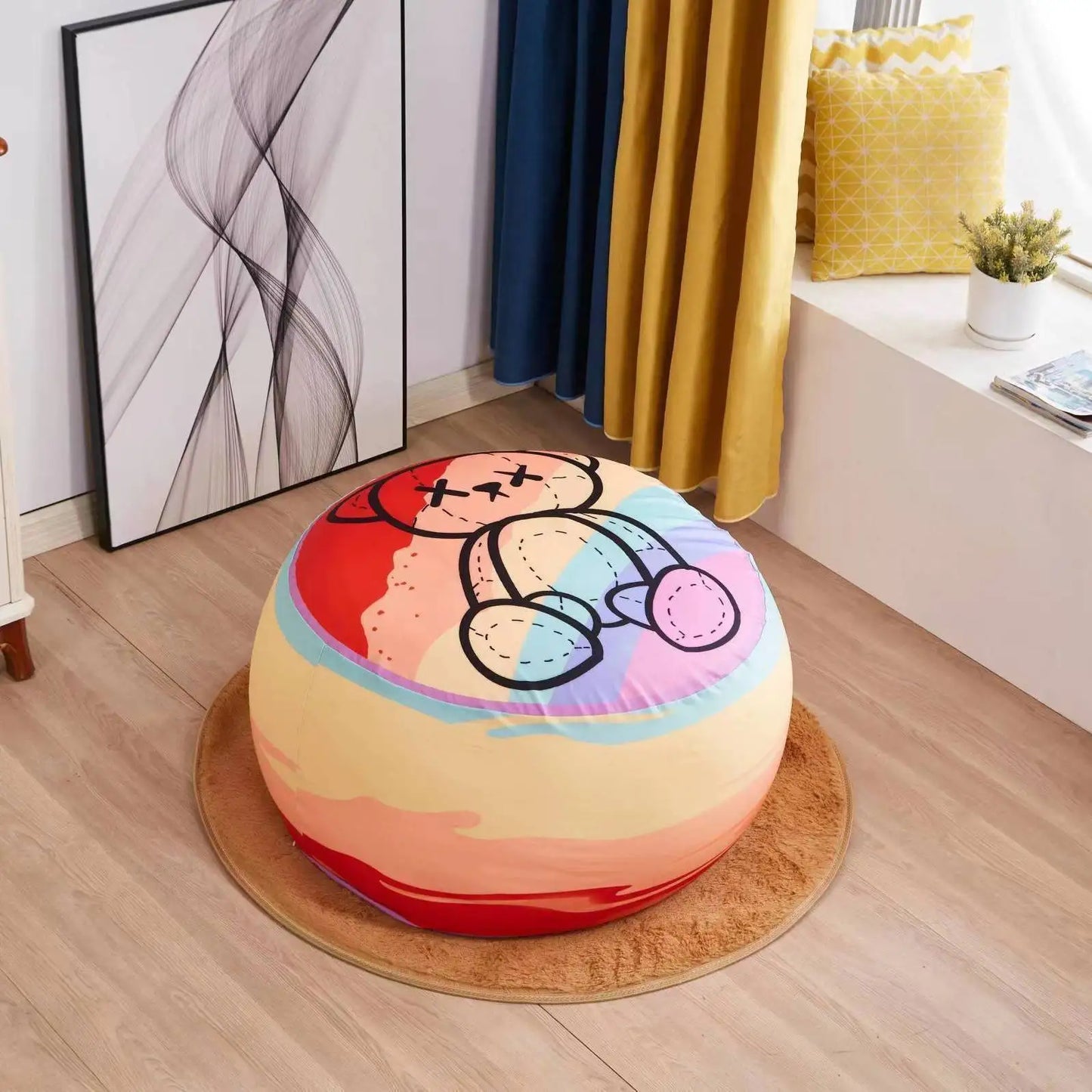 Pouf rond & grand – Siège moelleux motif Totoro / Garfield / Doraemon