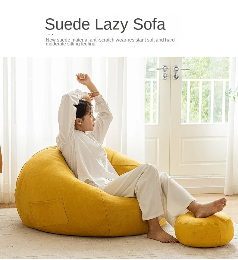 Fauteuil Poire en velours avec pouf – Confort modulable & Design cosy