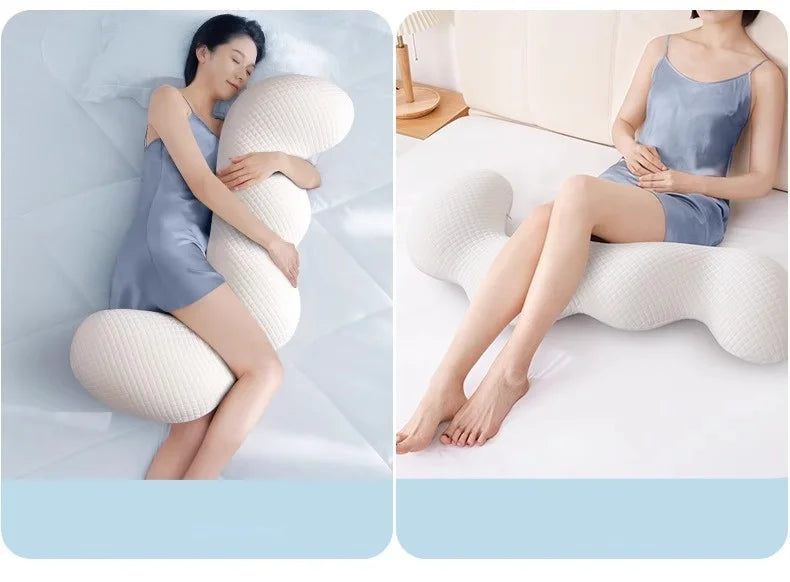 Oreiller ergonomique Olevo en mousse mémoire – Long coussin de jambe spécial sommeil latéral, démontable et lavable