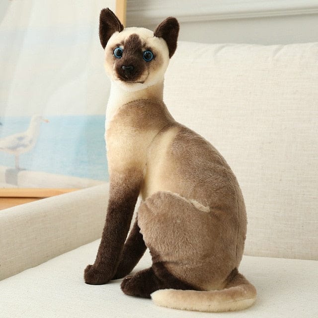 chat siamois en peluche ultra réaliste