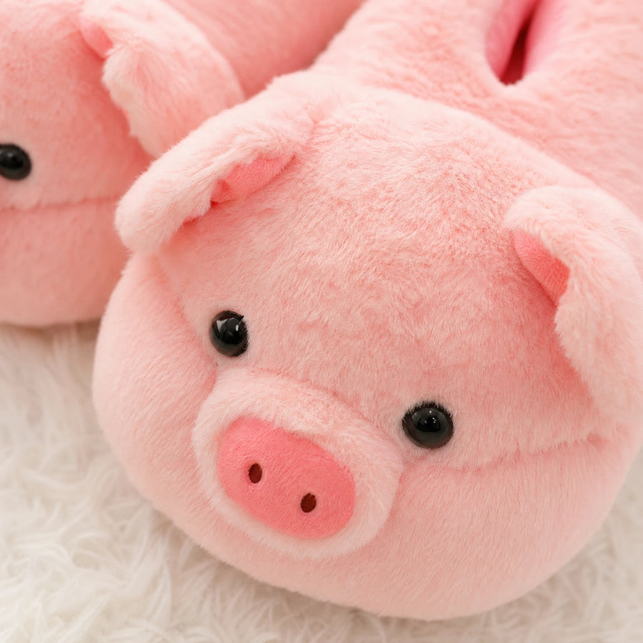 Chaussons Peluche Cochon Rose Moelleux pour Toute la Famille - Détail matière
