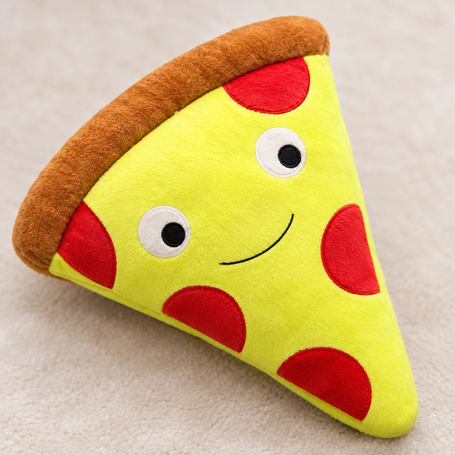 Coussin Pizza Géant 50 cm Souriant Jaune et Rouge - Détail matière