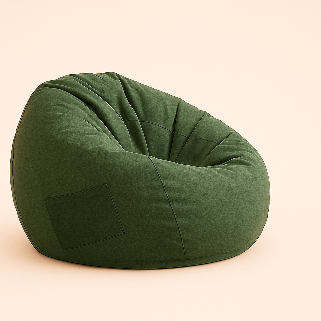 Fauteuil poire velours + pouf – cosy & designs