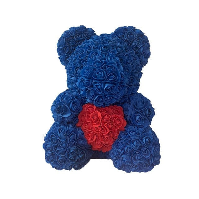 Ours en rose bleu au coeur rouge 40 cm