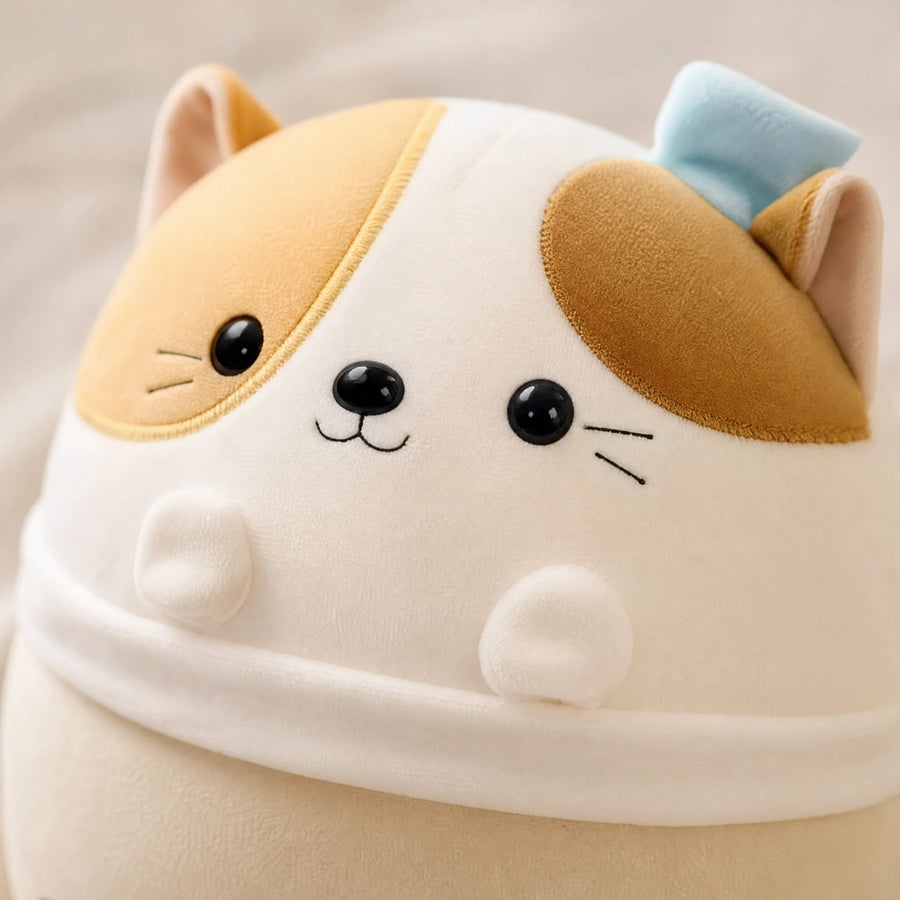 Peluche Chat Bubble Tea Ronde et Moelleuse - Détail matière