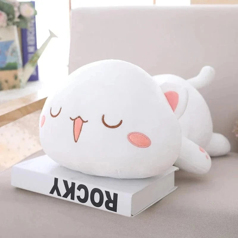 Peluche chat coloré bouche ouverte Blanc / 65cm