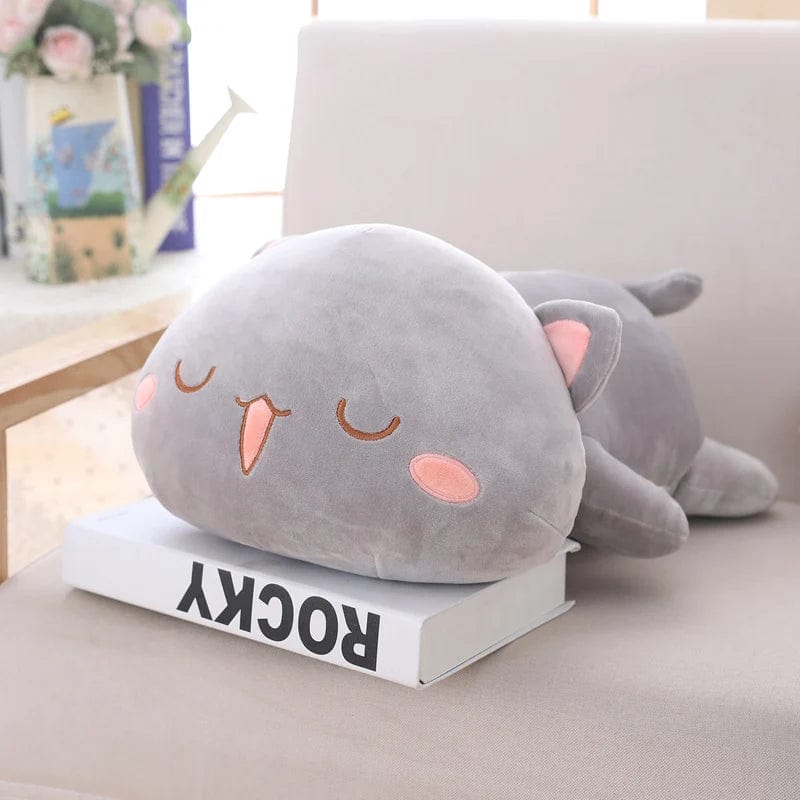 Peluche chat coloré bouche ouverte Gris / 50cm