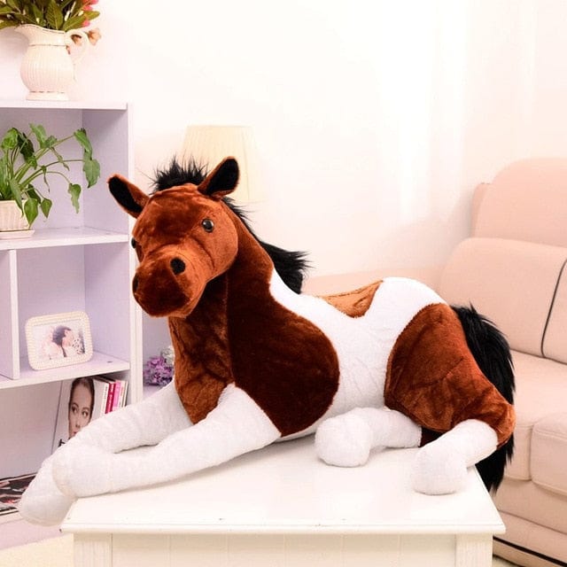 Peluche Cheval Géant - Ouragan le Fidèle™ 70cm / Pie baie