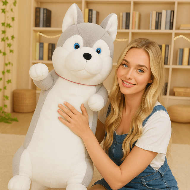 Peluche Husky Géant - Chien-Loup™