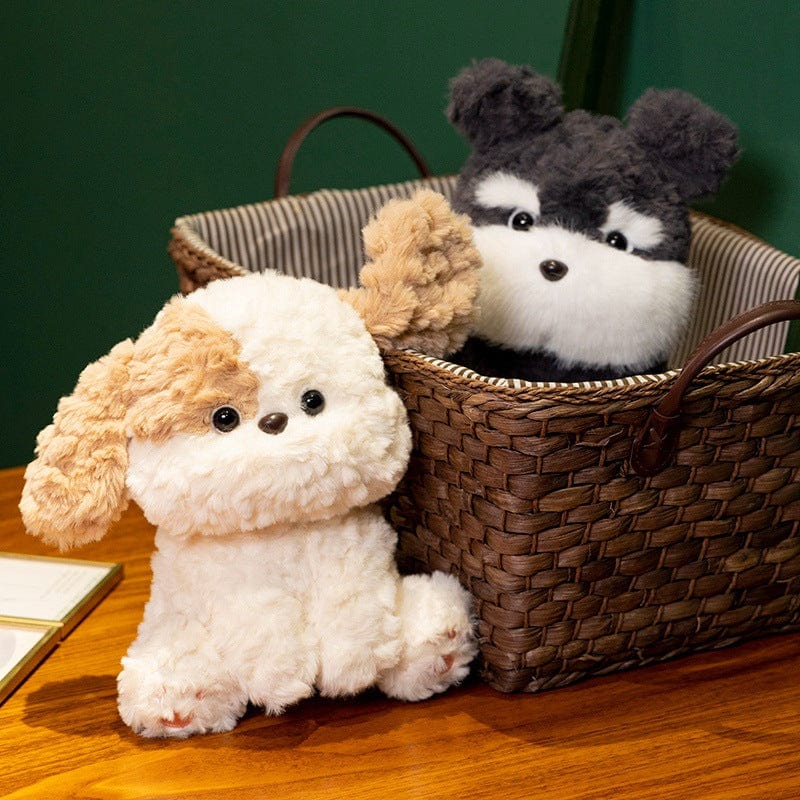 Peluche chien fourrure mignonne blanche