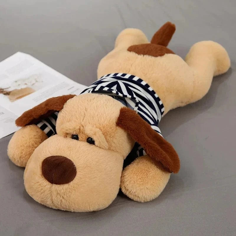Peluche chien géant qui pote un t-shirt coloré Noir / 90cm