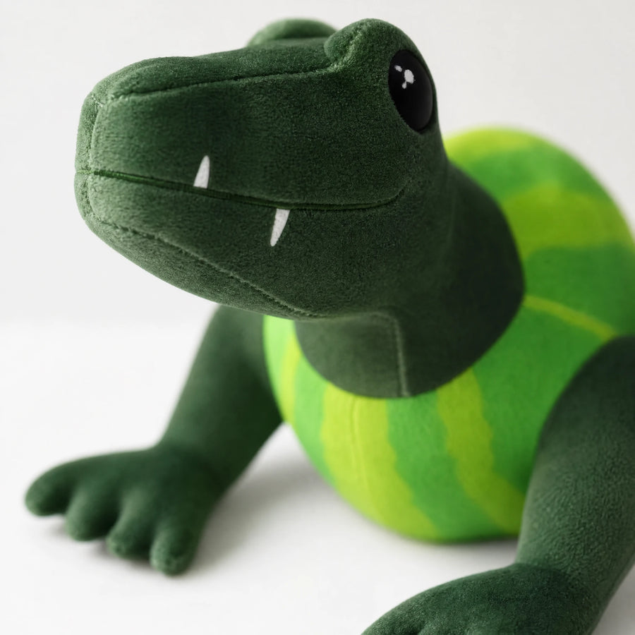 Peluche crocodile pastèque Glorbo - Créature hybride - Détail matière