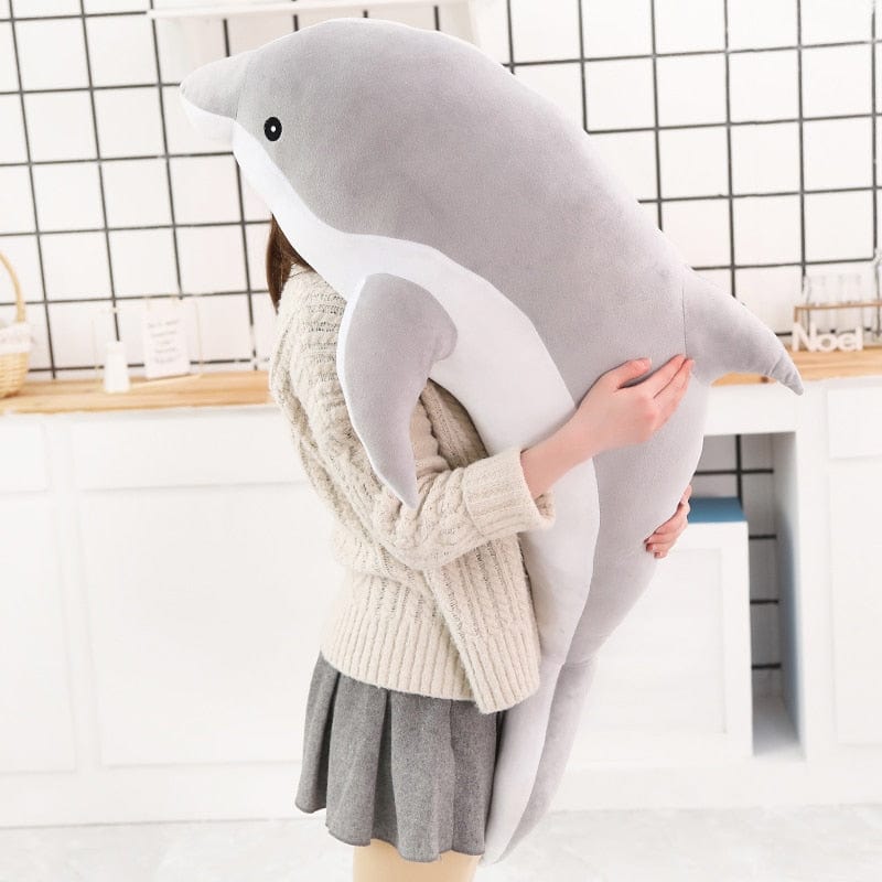 Peluche Dauphin Géant - Azur Le Joueur™ 30 cm / Gris