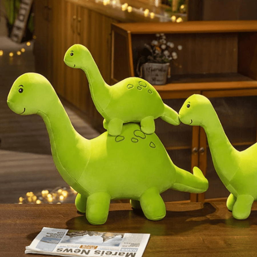 Peluche dinosaure verte au long cou