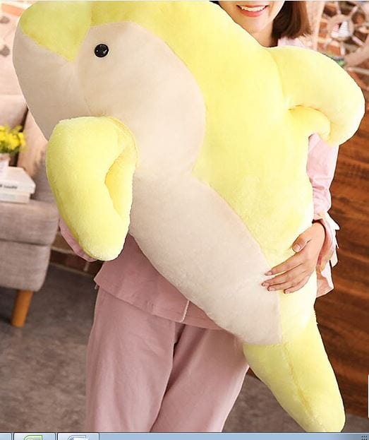 Peluche géante dauphin jaune au poil doux Dauphin jaune / 75 CM