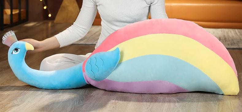 Peluche géante paon aux grands yeux Paon géant / 110 cm