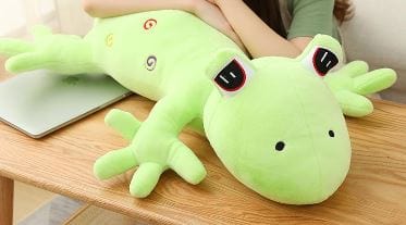 Peluche géante reptile aux gros yeux Lézard vert / 100 CM