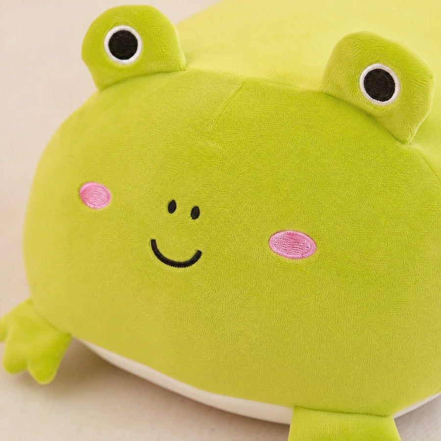 Peluche Grenouille Verte Souriante Ultra Moelleuse - Détail matière