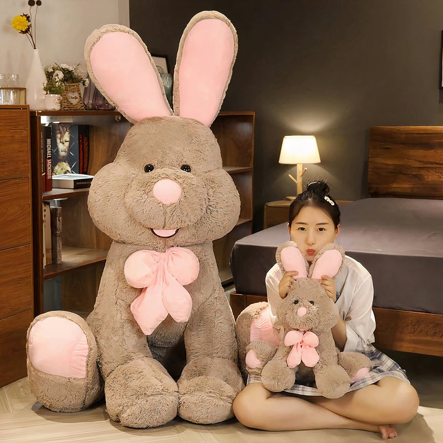 Peluche lapin marron géant