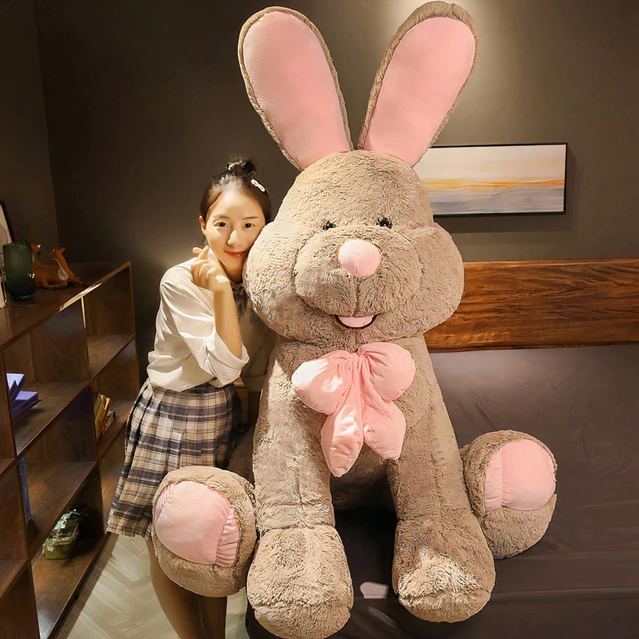 Peluche lapin marron géant
