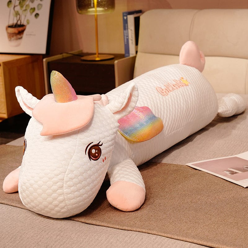 Peluche licorne géante en coussin doux et confortable Blanc / 110cm