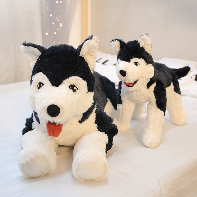 Peluche loup élégant qui tire la langue 30cm