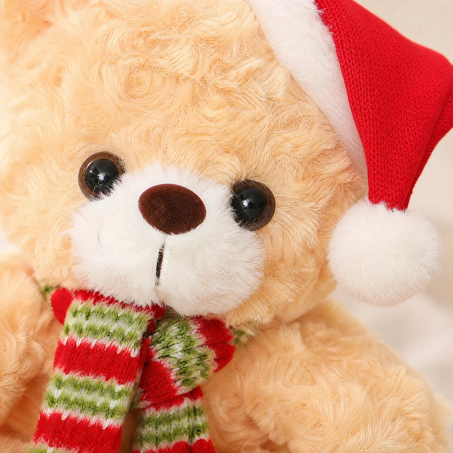 Peluche Ourson de Noël avec Bonnet Rouge et Écharpe - Détail matière