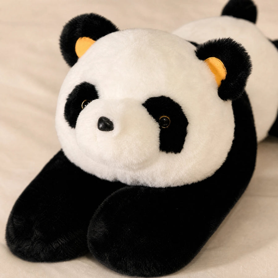 Peluche Panda Allongée Géante Noir et Blanc XXL - Détail matière