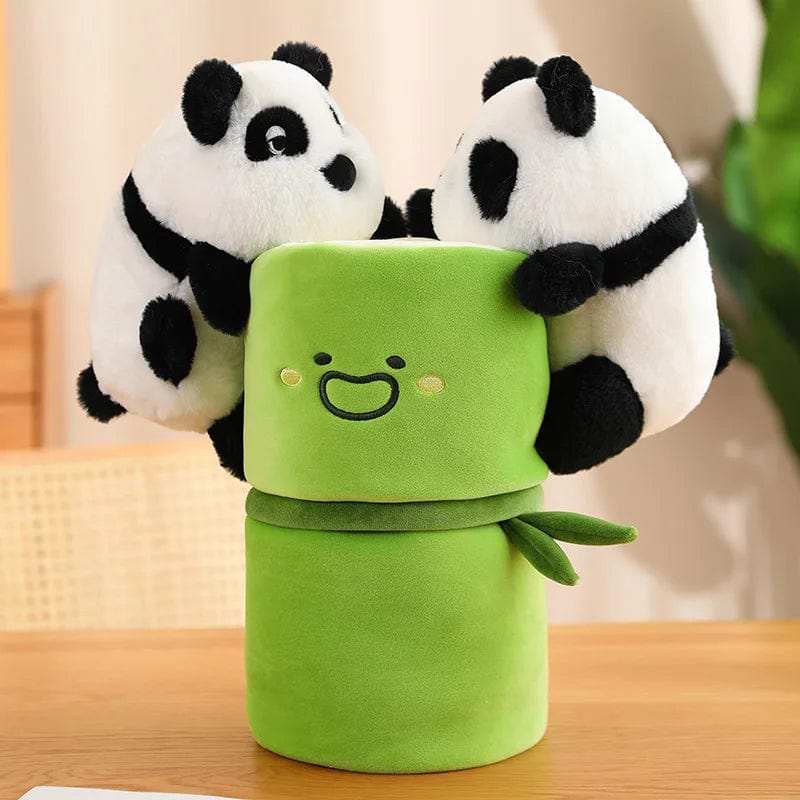 Peluche panda blanc avec son bambou
