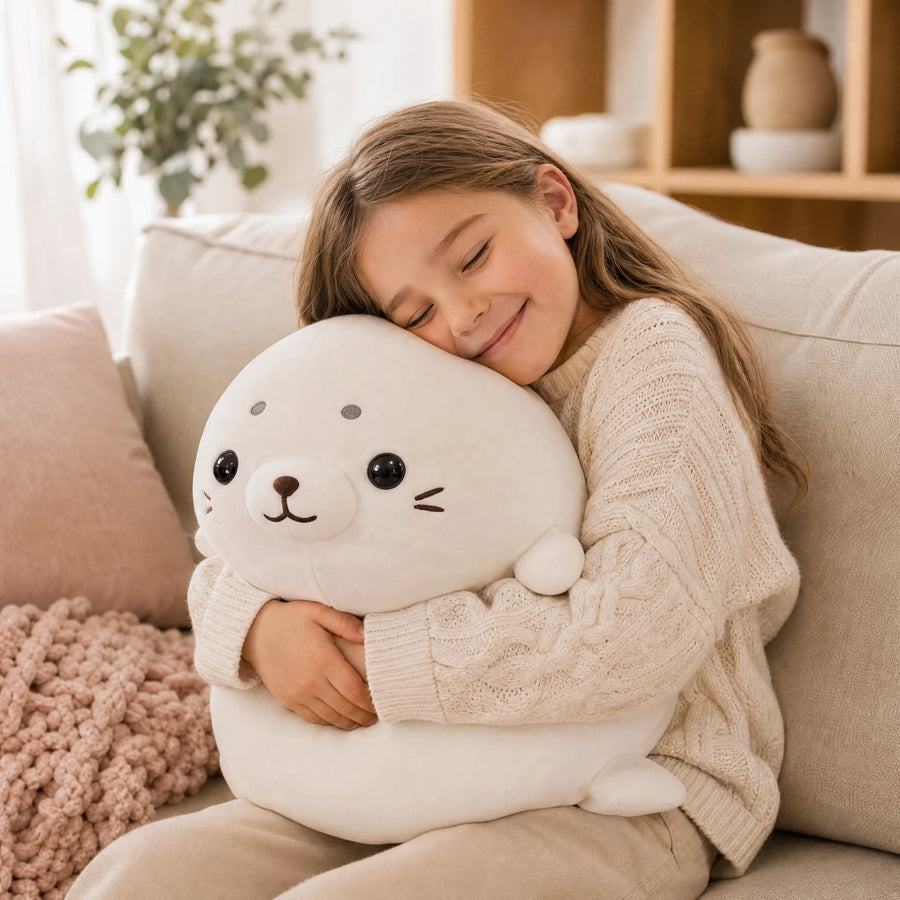 Peluche Phoque Blanc Dodu au Clin d'Œil Brodé - Utilisation du produit