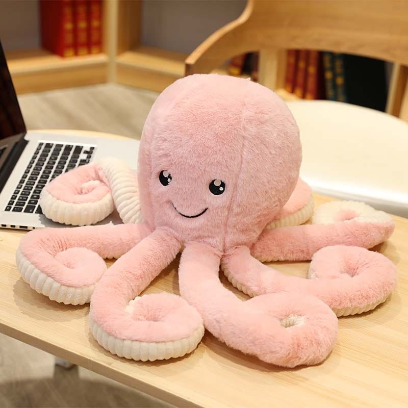 Peluche pieuvre contente et colorée 18cm / Rose