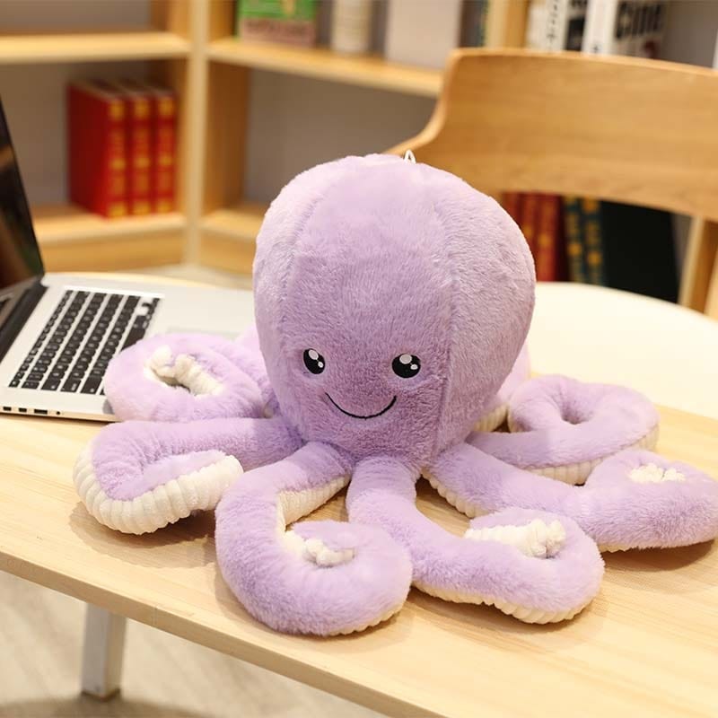 Peluche pieuvre contente et colorée 18cm / Violet