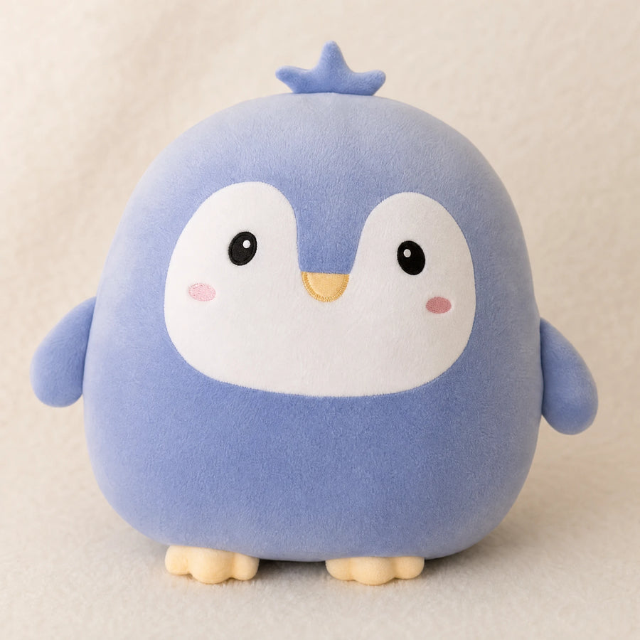 Peluche pingouin kawaii ronde et moelleuse bleu ciel - Détail matière