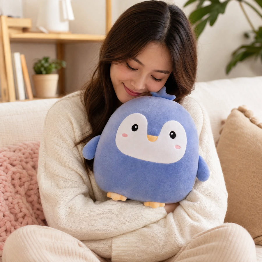 Peluche pingouin kawaii ronde et moelleuse bleu ciel - Utilisation du produit