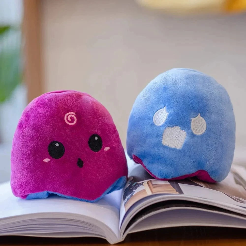 Peluche réversible fantômes d’halloween Bleu/Violet / 13cm