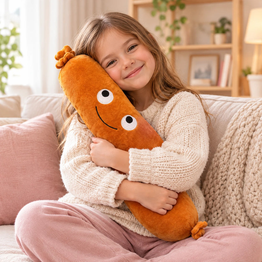 Peluche saucisson géante 70 cm avec petits bras et sourire - Utilisation du produit