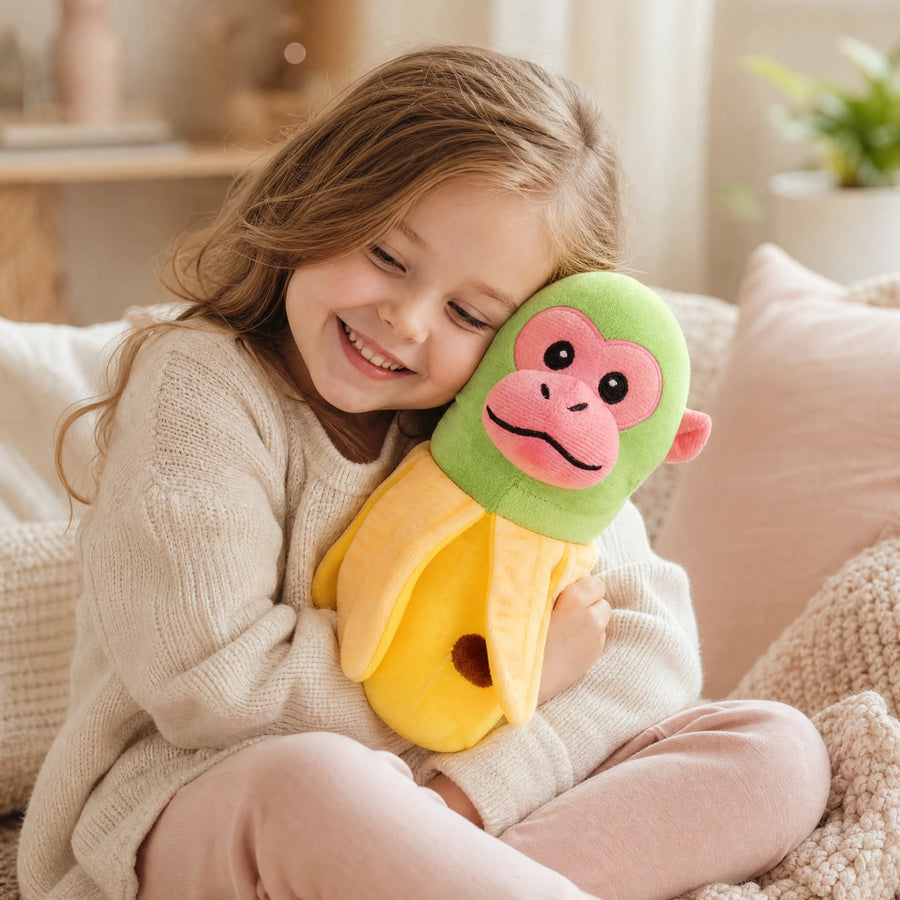 Peluche Singe Banane – Personnage Bananini Vert et Jaune - Utilisation du produit