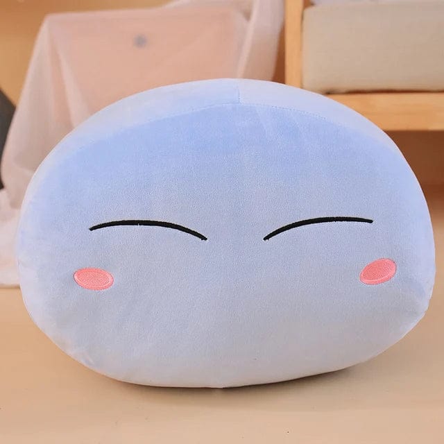 Peluche squishmallow gros pouf bleu et moelleux Joues roses / 55cm