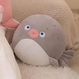 Peluche squishmallow poisson ballon gris