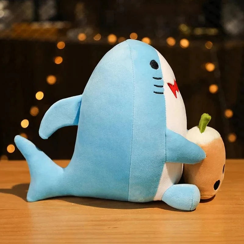 Peluche squishmallow requin qui boit un bubble tea