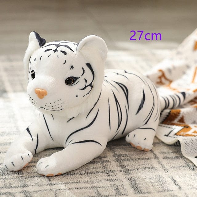 Peluche Tigre Bébé - Bondisseur™ 27 cm blanc allongé