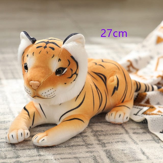 Peluche Tigre Bébé - Bondisseur™ 27 cm jaune allongé