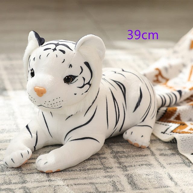 Peluche Tigre Bébé - Bondisseur™ 39 cm blanc allongé