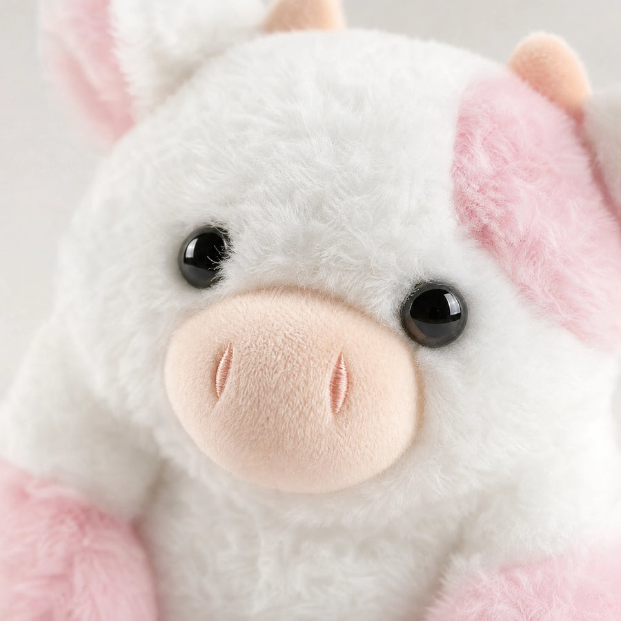 Peluche Vache Blanche Bicolore Rose ou Noire - Détail matière
